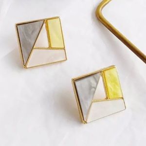 🛑3 for $10 MUST GO SALE Square Mosaic Cut Out Stud Earrings